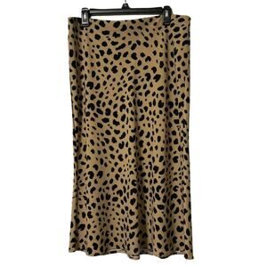 Rachel Zoe Leopard Print Midi Skirt | Fit and Flare | Stretch | Size 12
